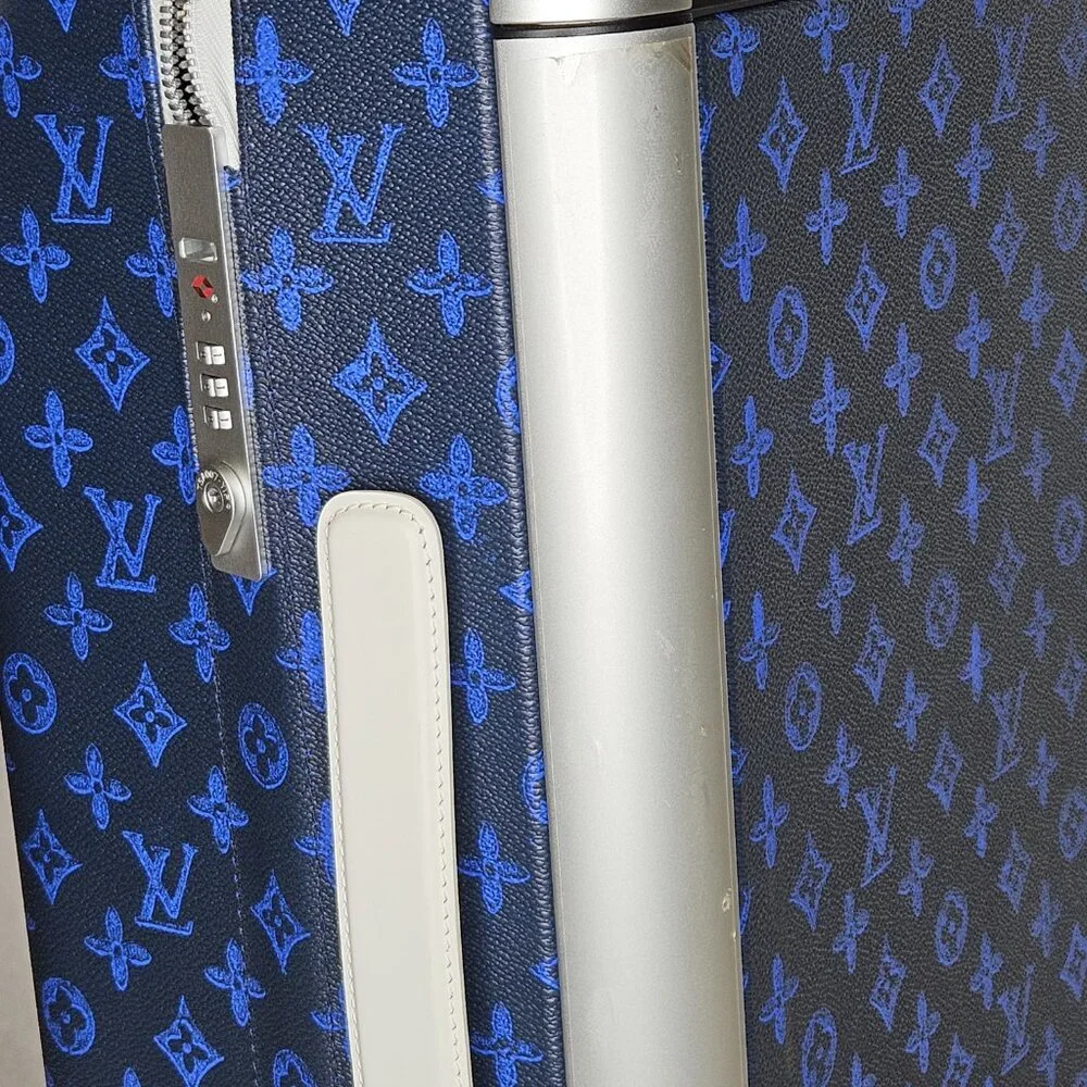 Louis Vuitton Blue Monogram Horizon 55 Rolling Suitcase Luggage Carry On Bag
